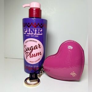 Limited Edition PINK Sugar Plum Lotion + VS Heart Coin Purse